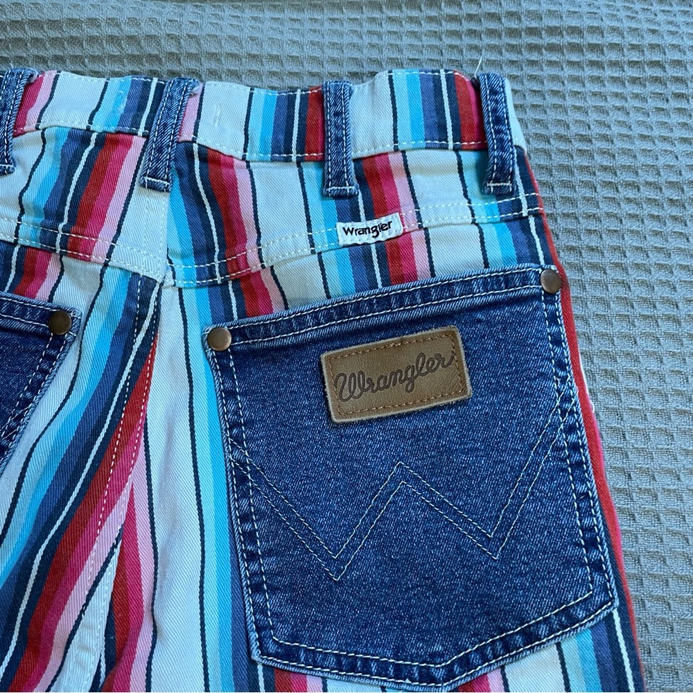 Wrangler Wanderer Flare Jeans 27 x 34 Womens High Rise Stripe Western Stretch - Picture 2 of 9